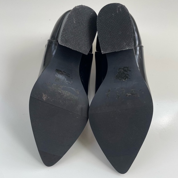 Forever 21 Shiny Black Pointy Toe Faux Leather Ankle Booties Size 6, NWOT - Picture 7 of 9